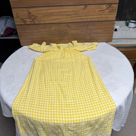 Old Navy Yellow/white gingham On/Off-Shoulder sundress size small - Picture 6 of 7